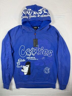 Cookies SF Hoodie Men’s XL Washed Blue Graphic Pullover Weed With Roots New Tags